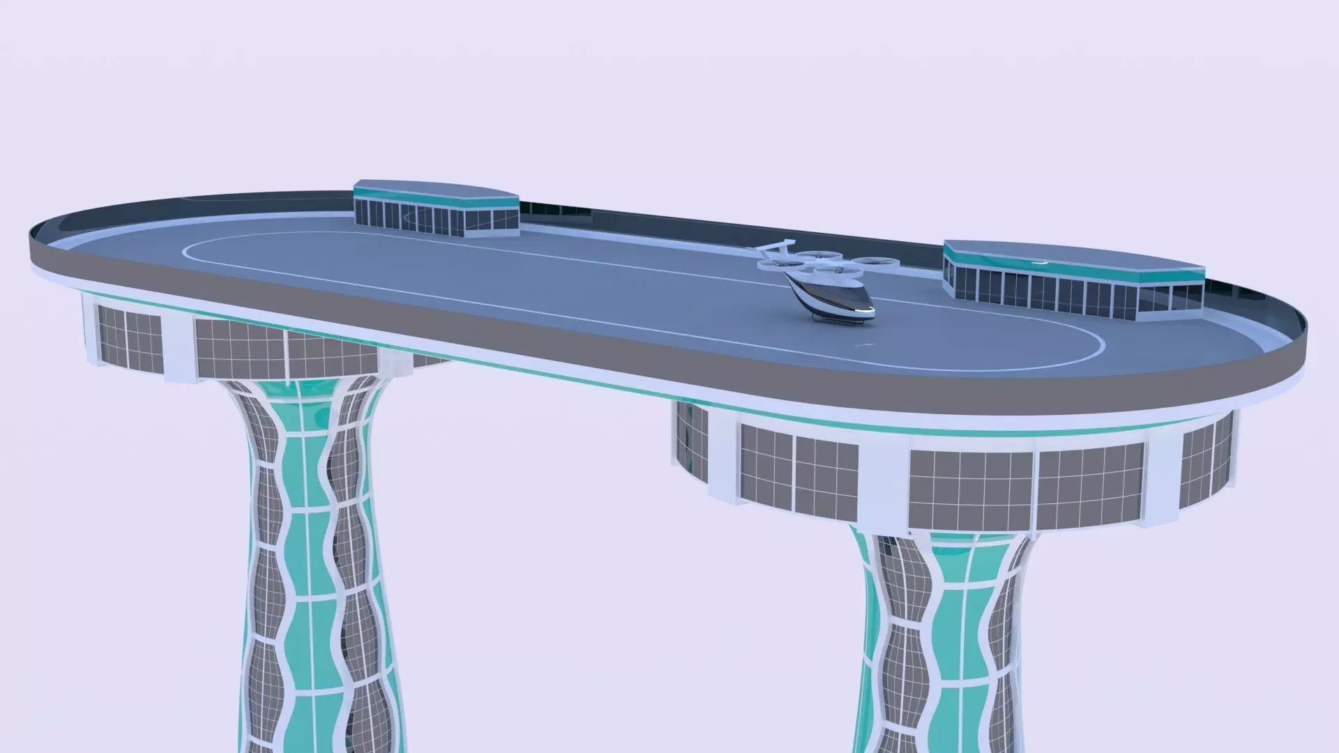 Futuristic droneport II 3D model_0