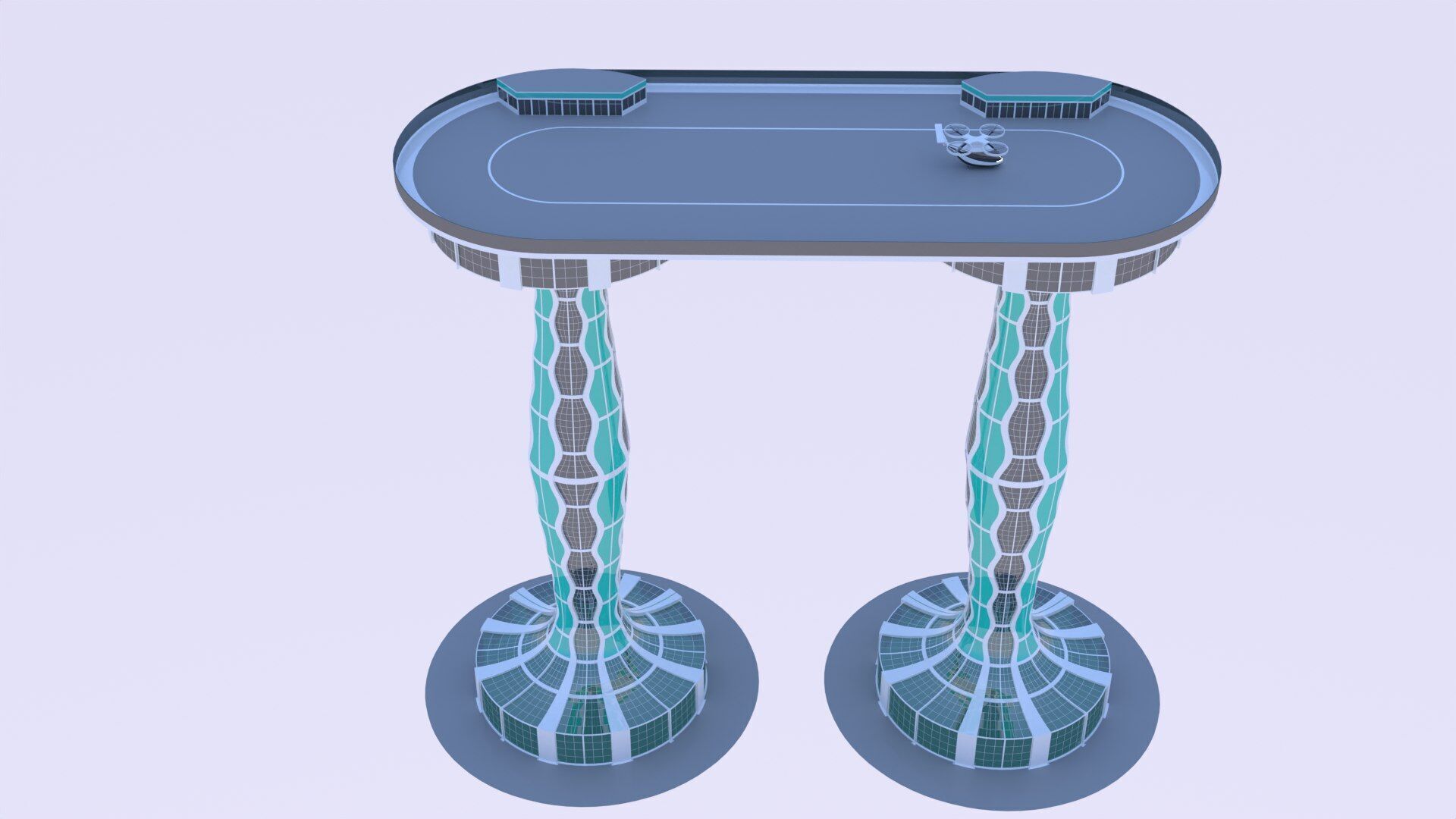 Futuristic droneport II 3D model_4