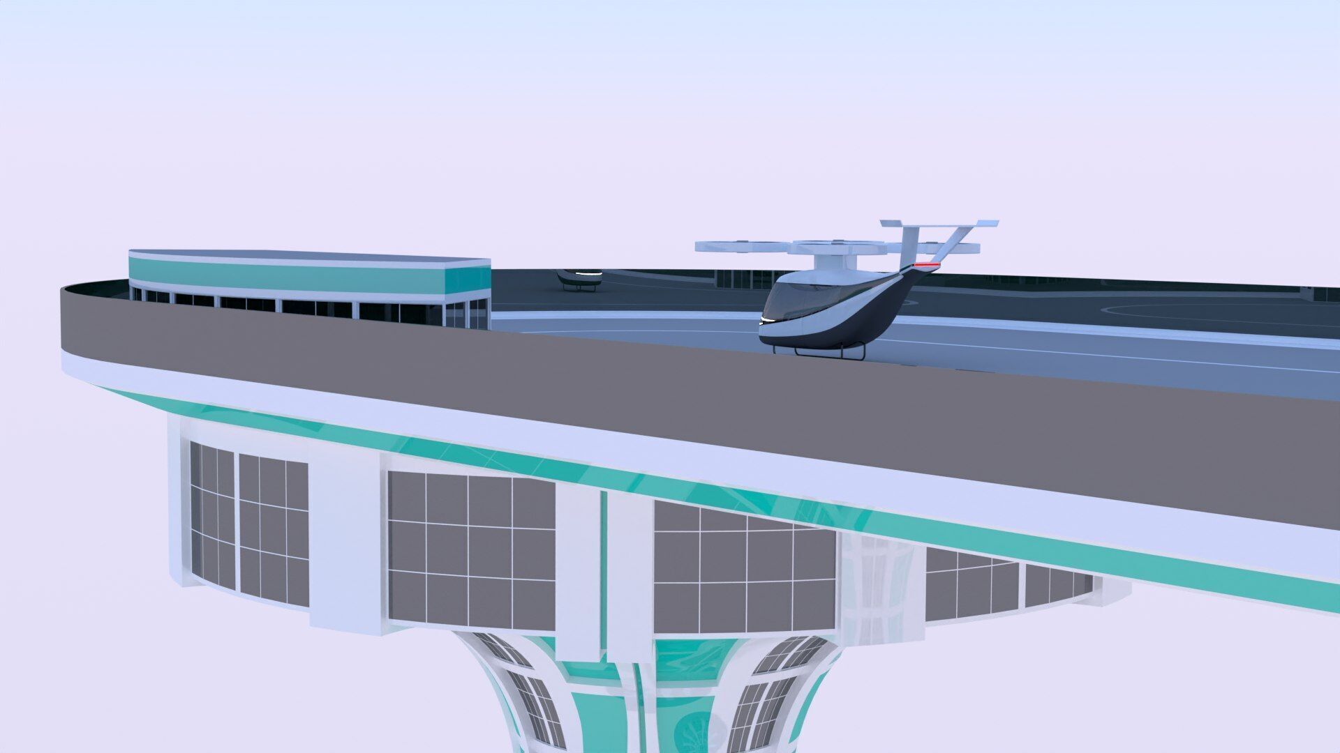 Futuristic droneport II 3D model_10