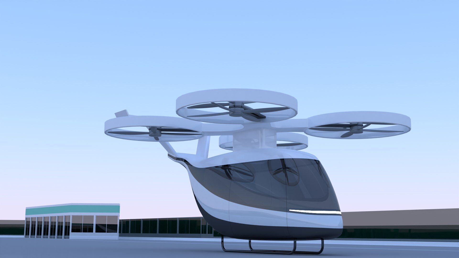 Futuristic droneport II 3D model_2