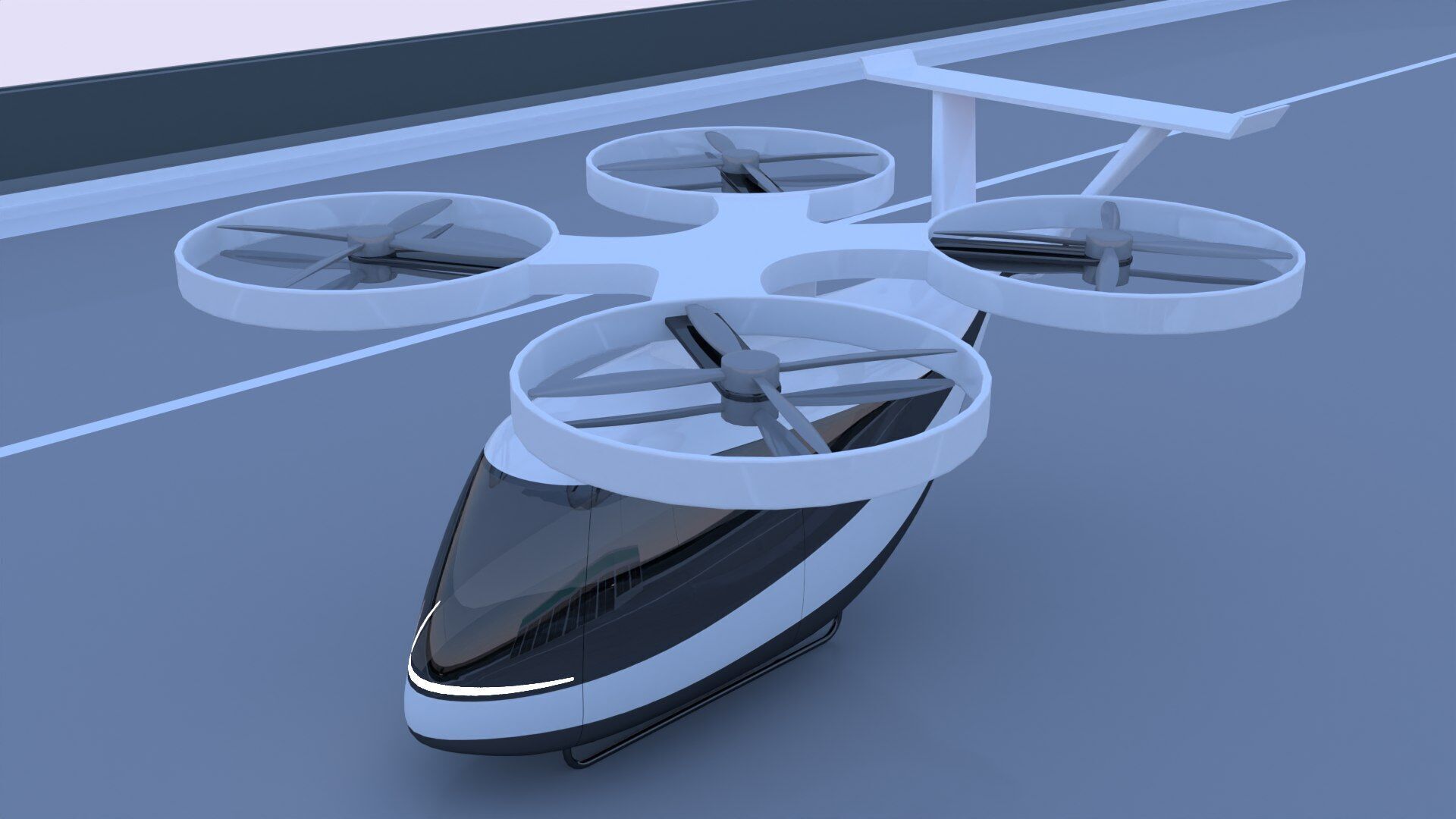 Futuristic droneport II 3D model_9