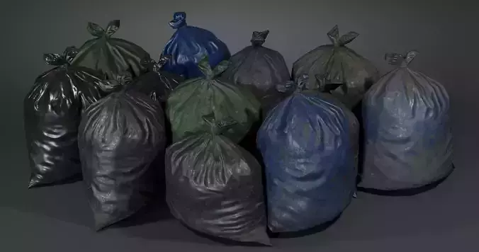 Trash Bag - With LODS - Low Poly-Fresh-Used-Dirty  Low-poly 3D model