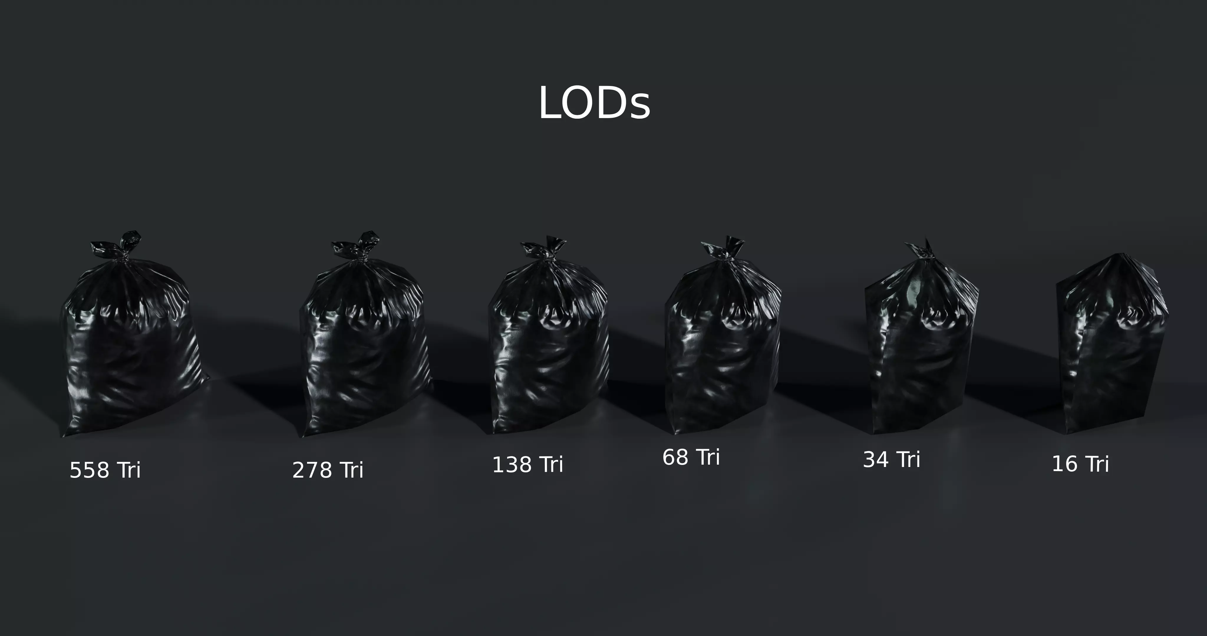 Trash Bag - With LODS - Low Poly-Fresh-Used-Dirty  Low-poly 3D model_2