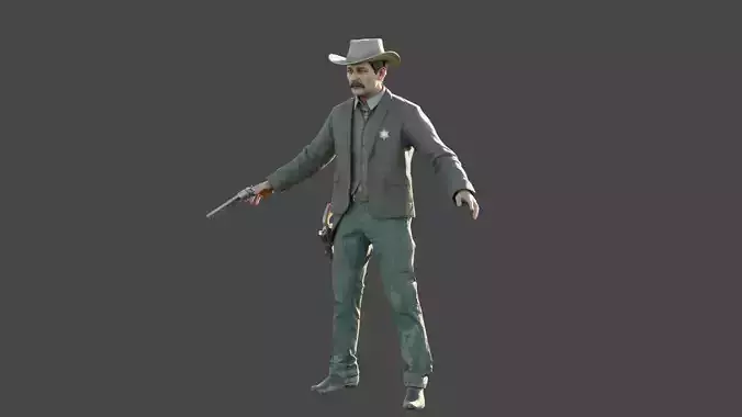 Sherif Rigged - Realistic - Wild West Low-poly 3D model