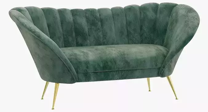 Brabbu Collection sofa with gold legs 3D model 2