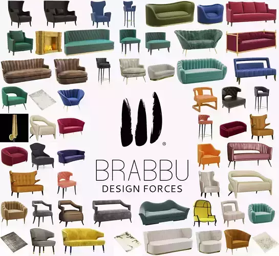 Brabbu Collection sofa with gold legs 3D model
