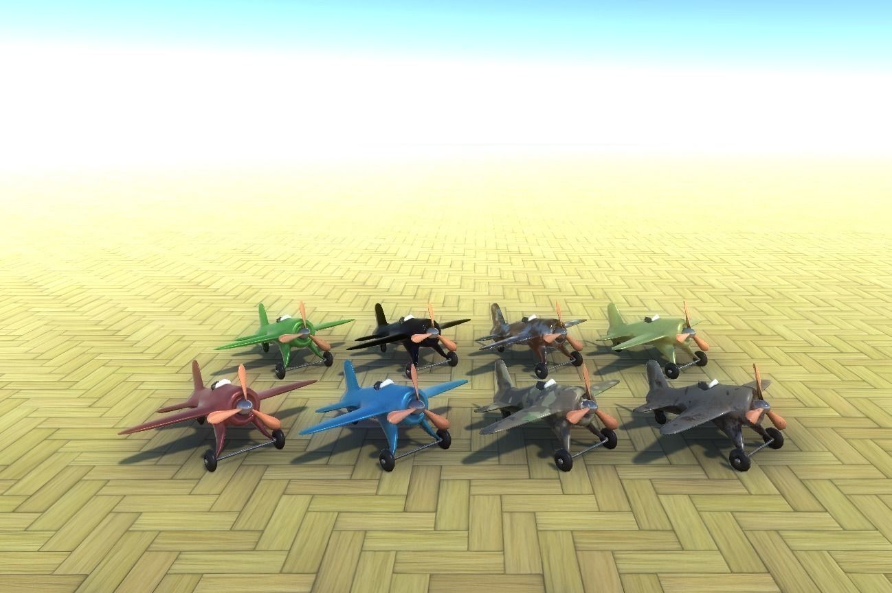 Toy Plane Low-Poly 8 colours Low-poly 3D model_1