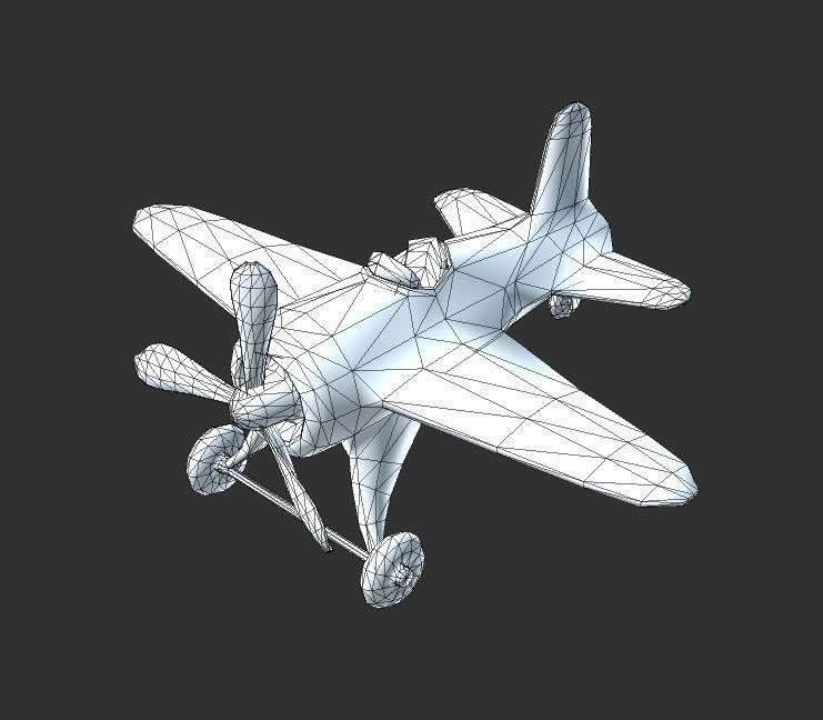 Toy Plane Low-Poly 8 colours Low-poly 3D model_4