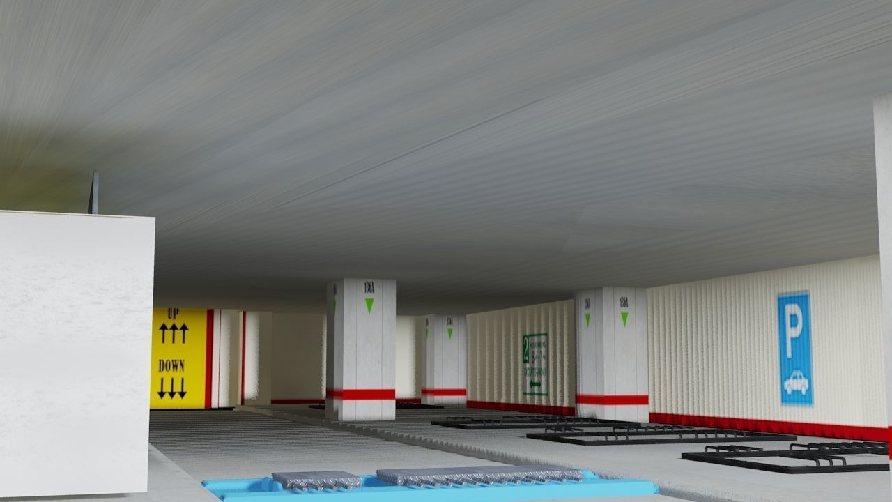 Automated Parking Garage Low-poly 3D model_1