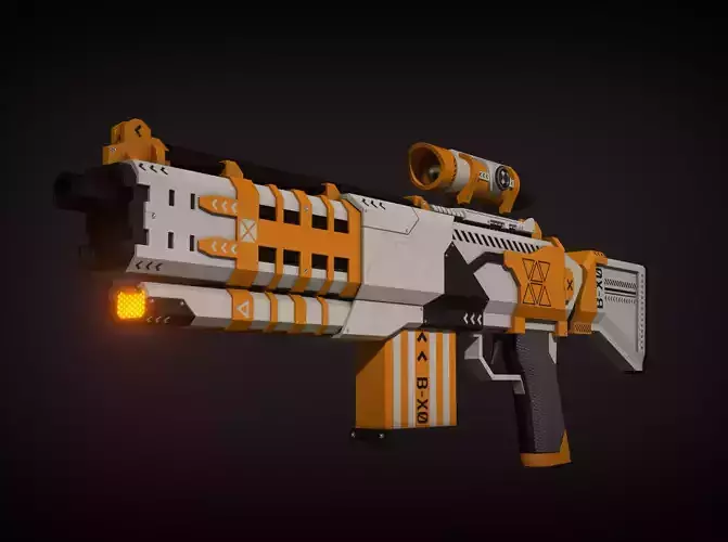 Futuristic Rifle - White and Orange