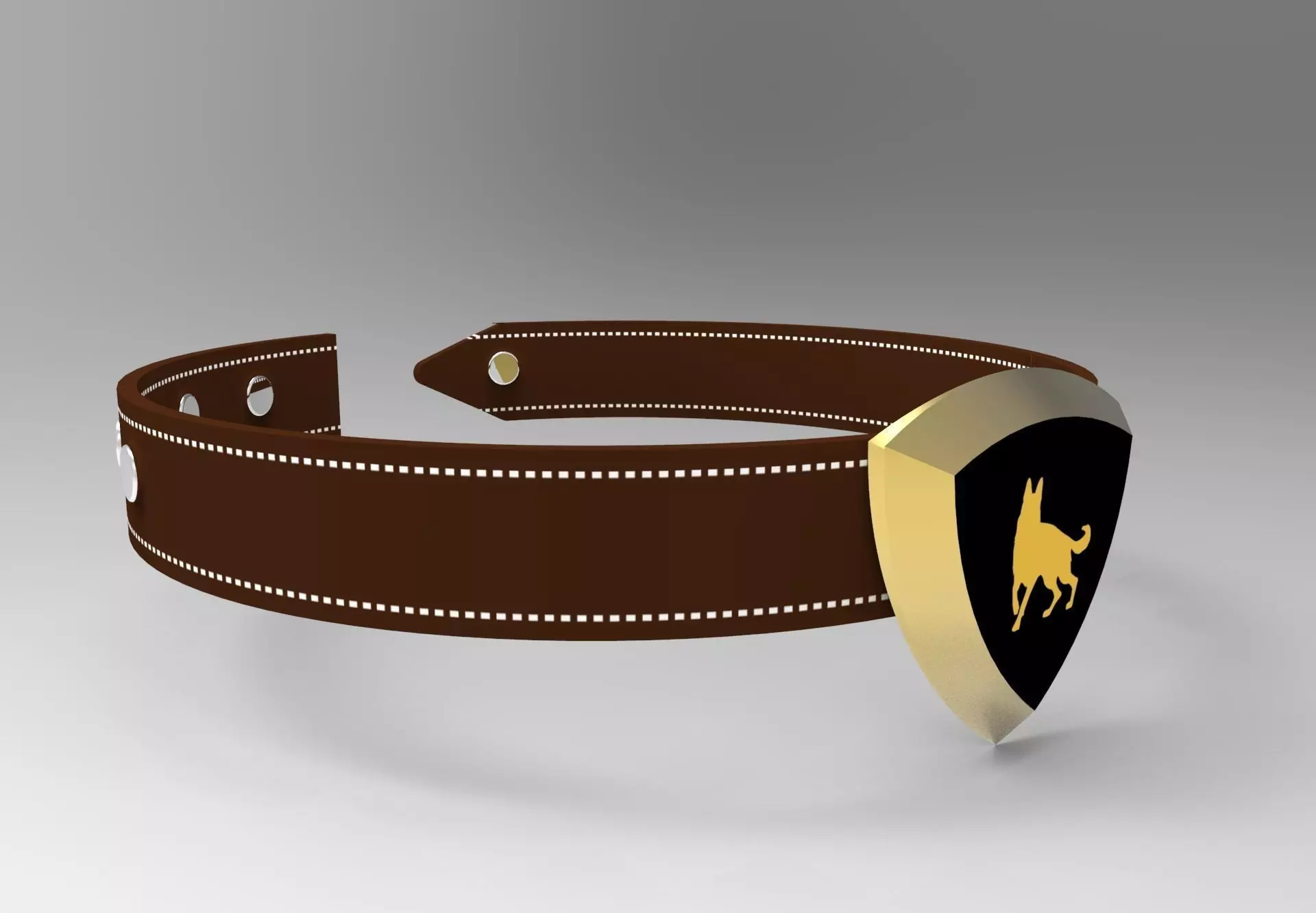 collar leather bracelet with golden shield Free 3D model