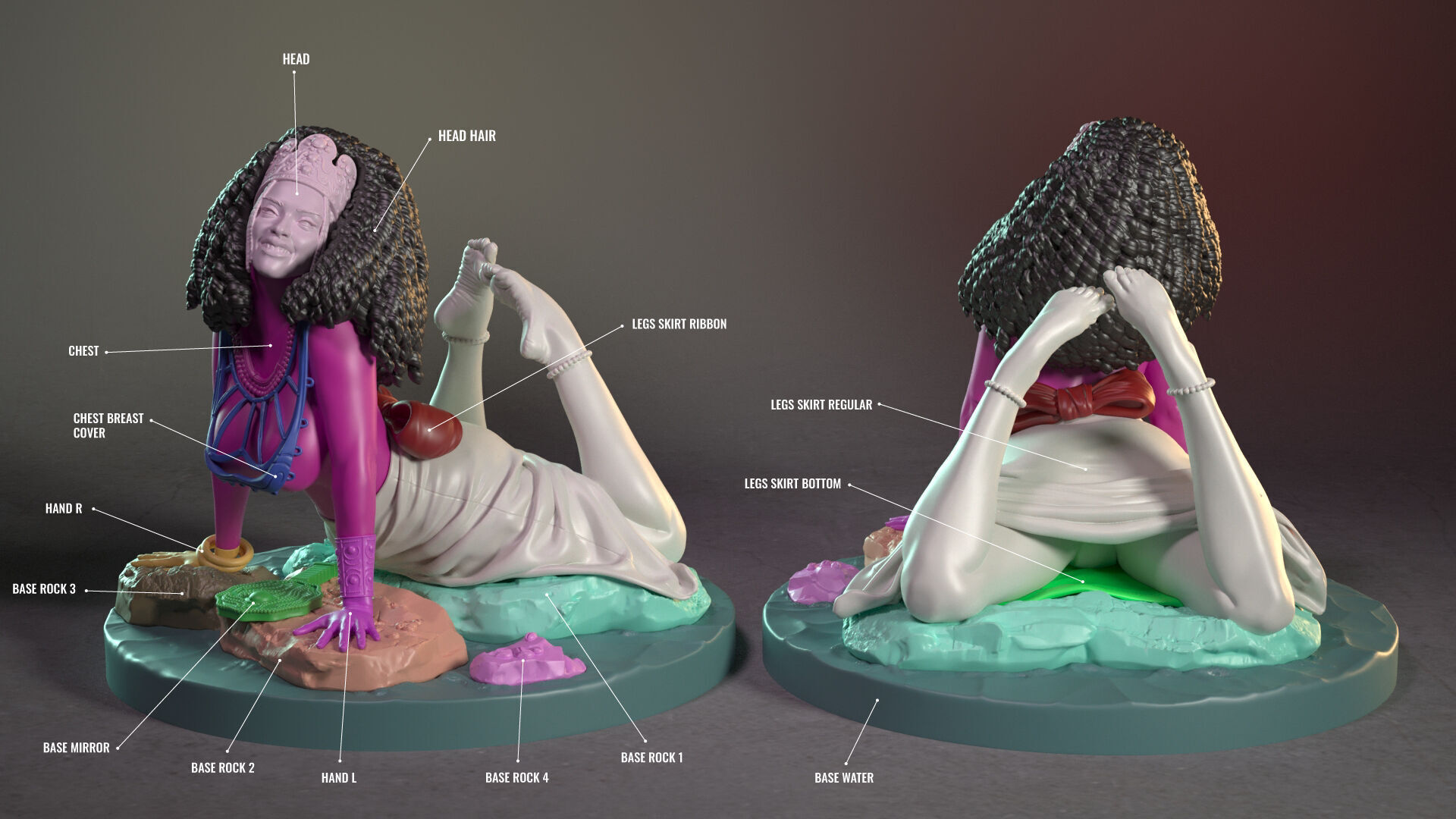 Oshun the goddess of love and water 3D print model_9