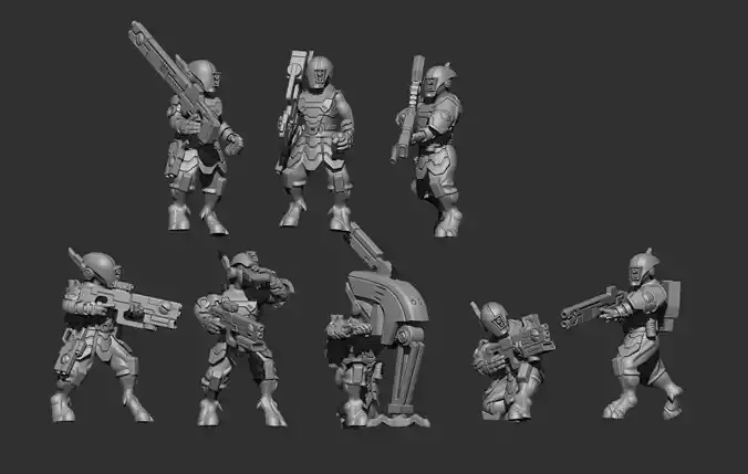 8 Warriors in heavy armor style