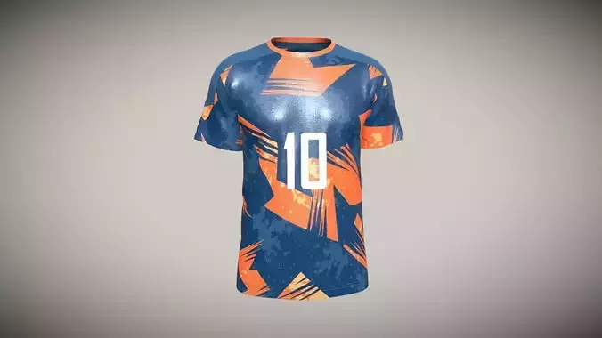 Soccer Brownish Orange With Purple Jersey Player-10 In Low Poly