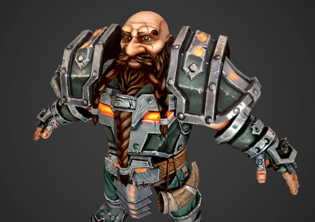 Dwarf warrior animated game model Low-poly 3D model_6
