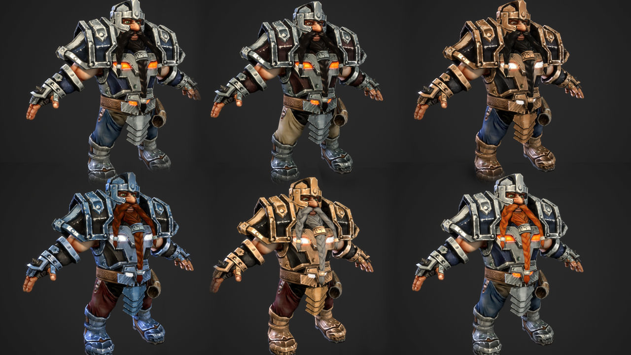 Dwarf warrior animated game model Low-poly 3D model_2