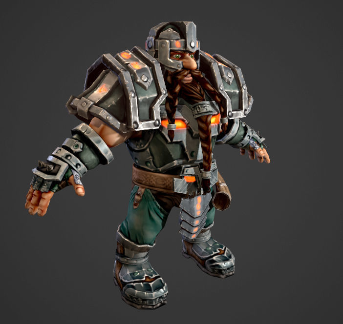 Dwarf warrior animated game model Low-poly 3D model_4
