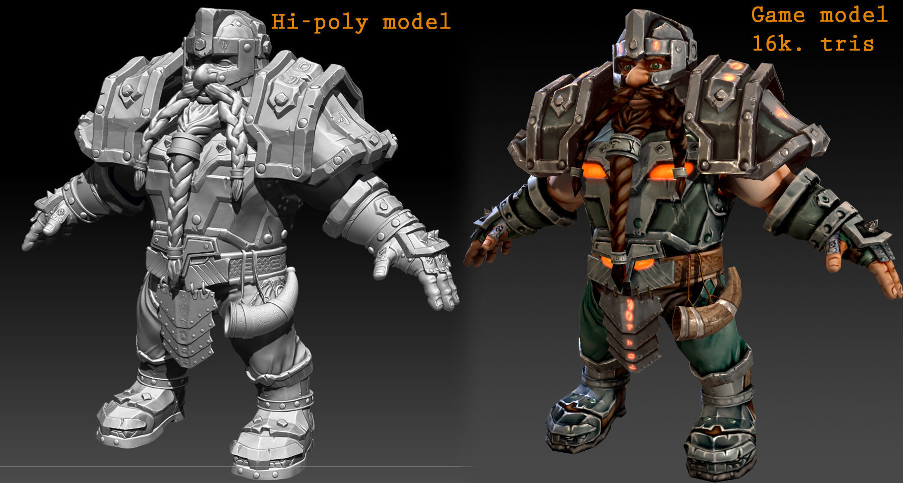 Dwarf warrior animated game model Low-poly 3D model_3