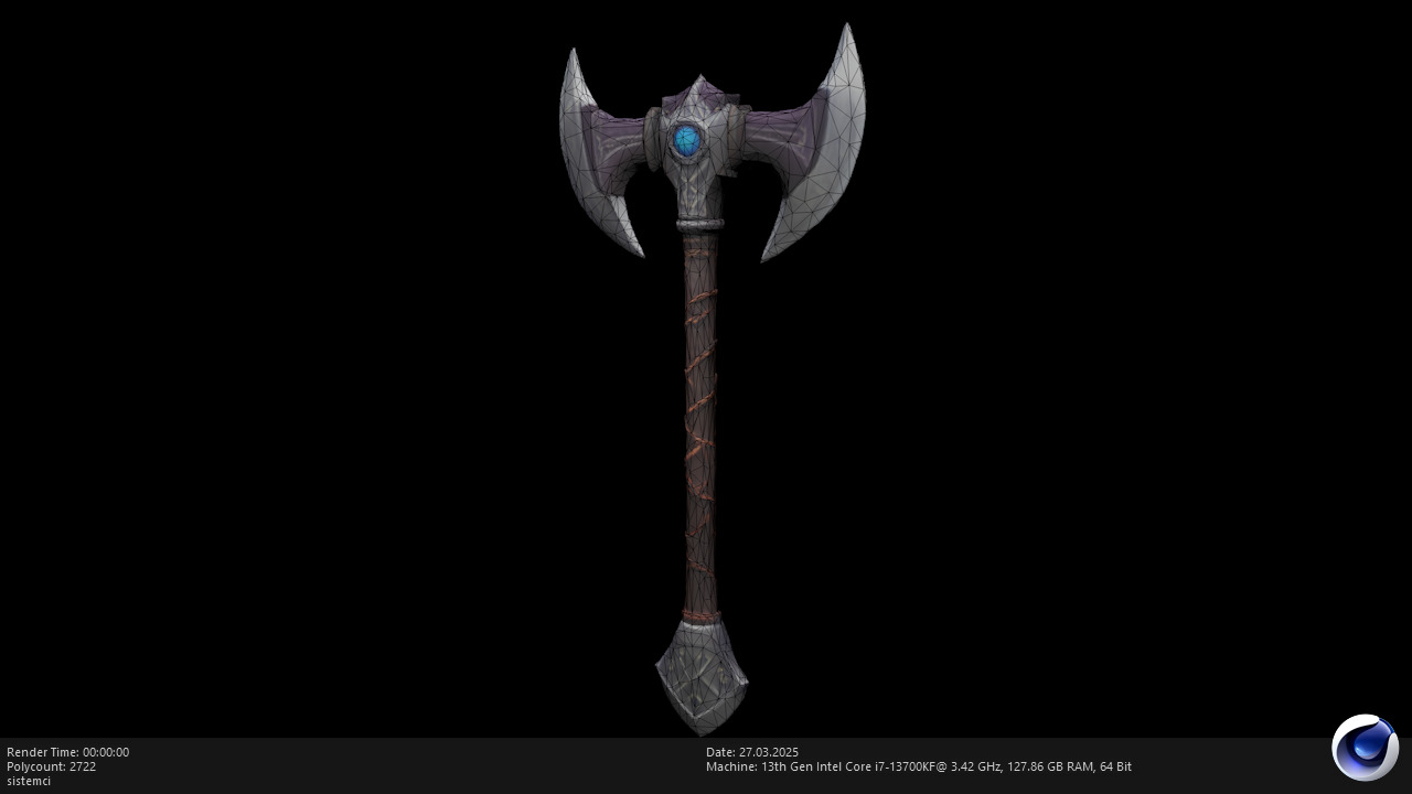 Low Poly Stylized Axe - AI Low-poly 3D model_2