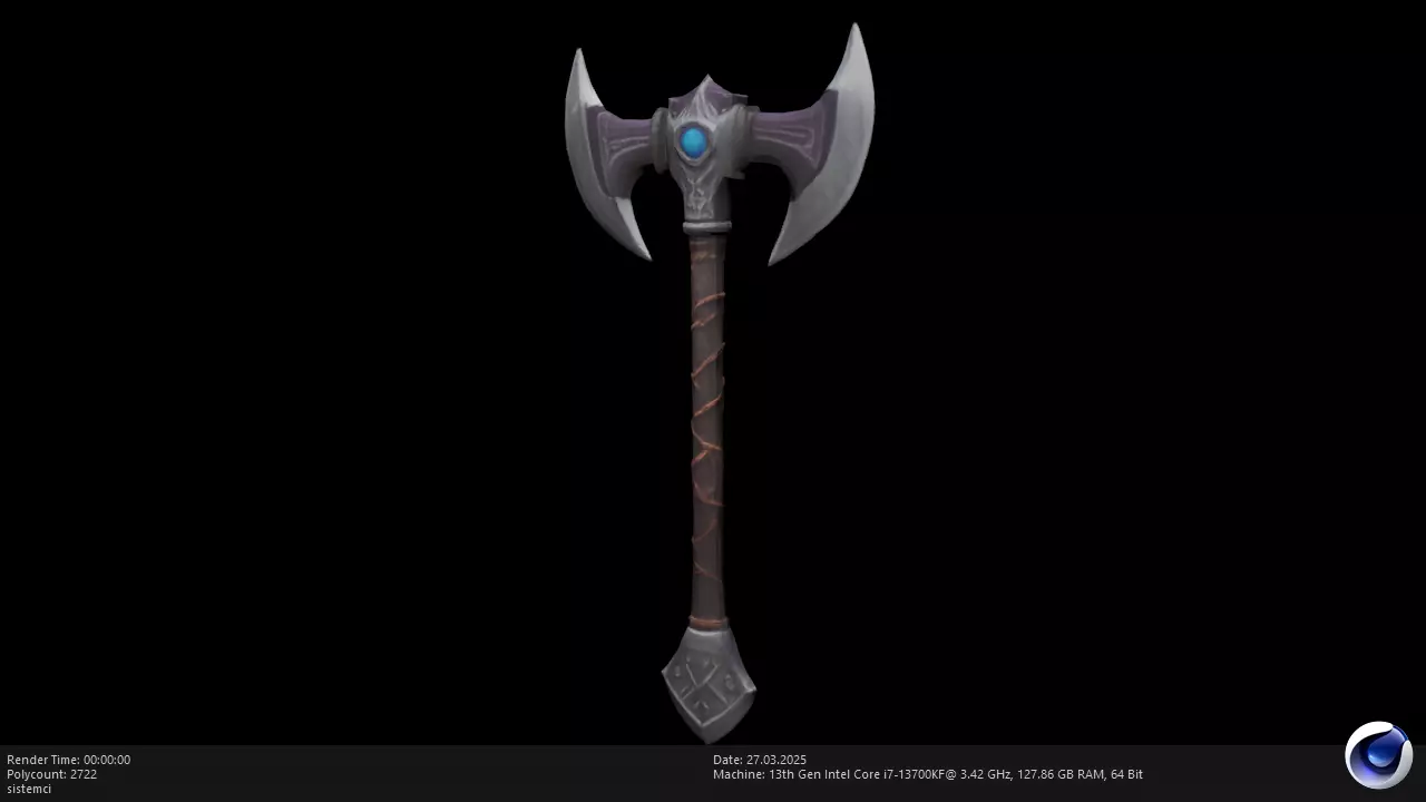 Low Poly Stylized Axe - AI Low-poly 3D model_0