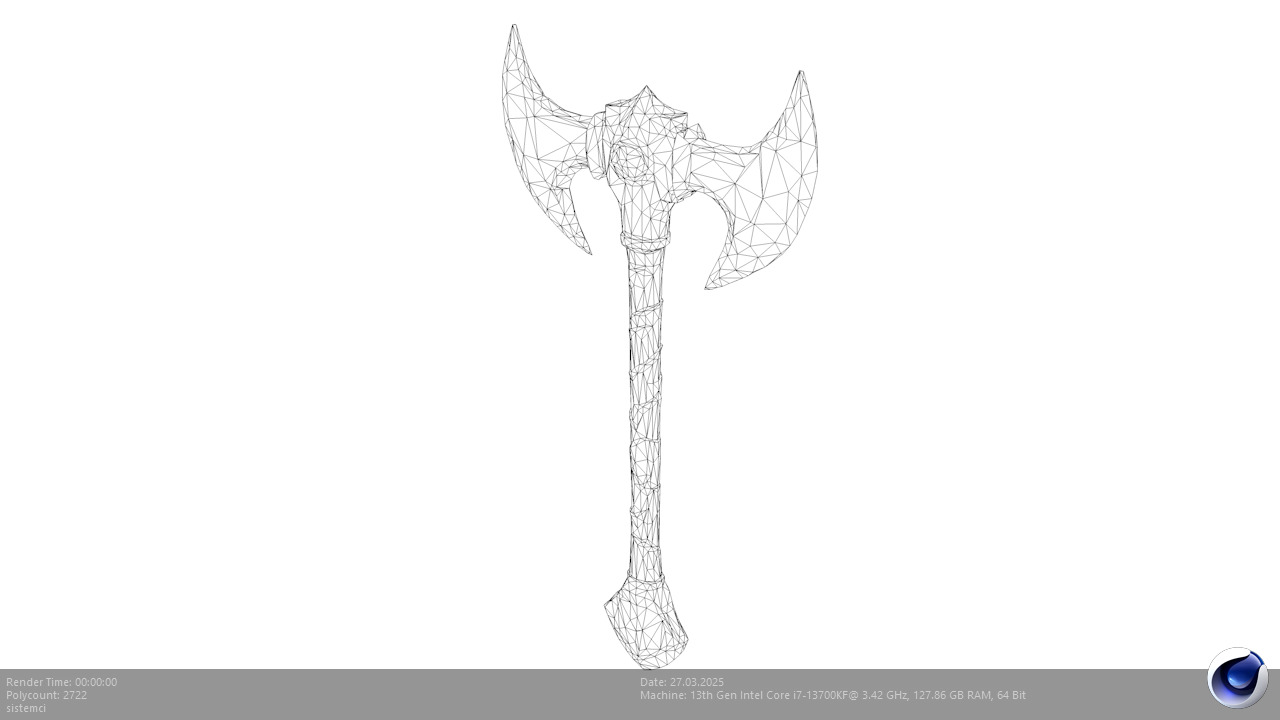 Low Poly Stylized Axe - AI Low-poly 3D model_7