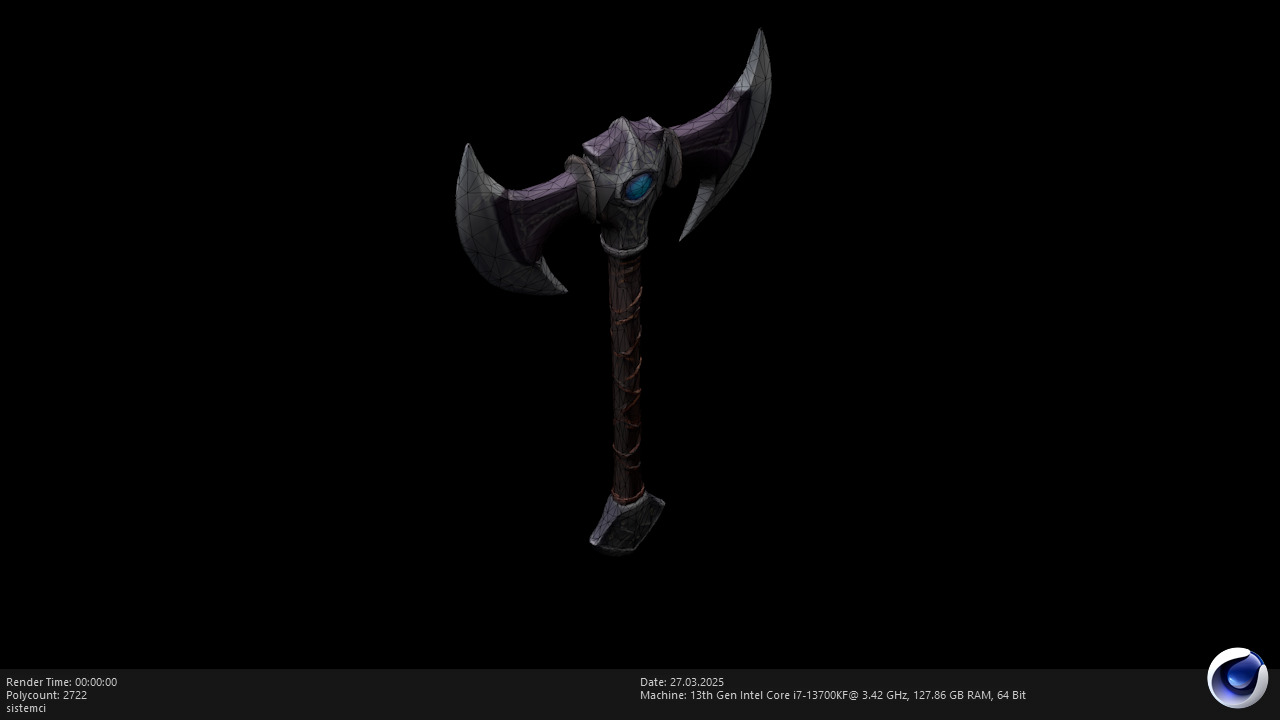 Low Poly Stylized Axe - AI Low-poly 3D model_4