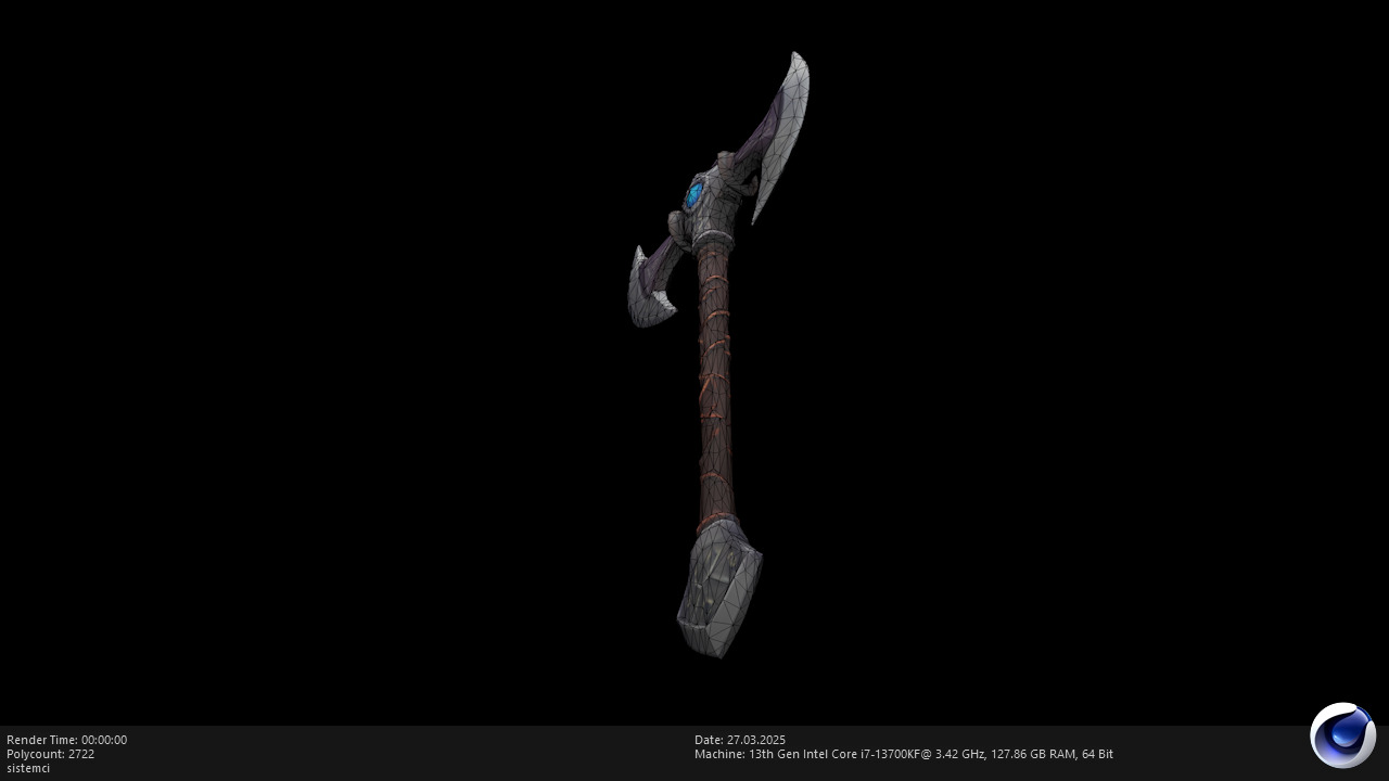 Low Poly Stylized Axe - AI Low-poly 3D model_6