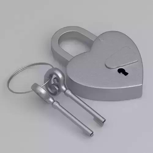 Vintage Love Heart PADLOCK With SKELETON Keys Silver