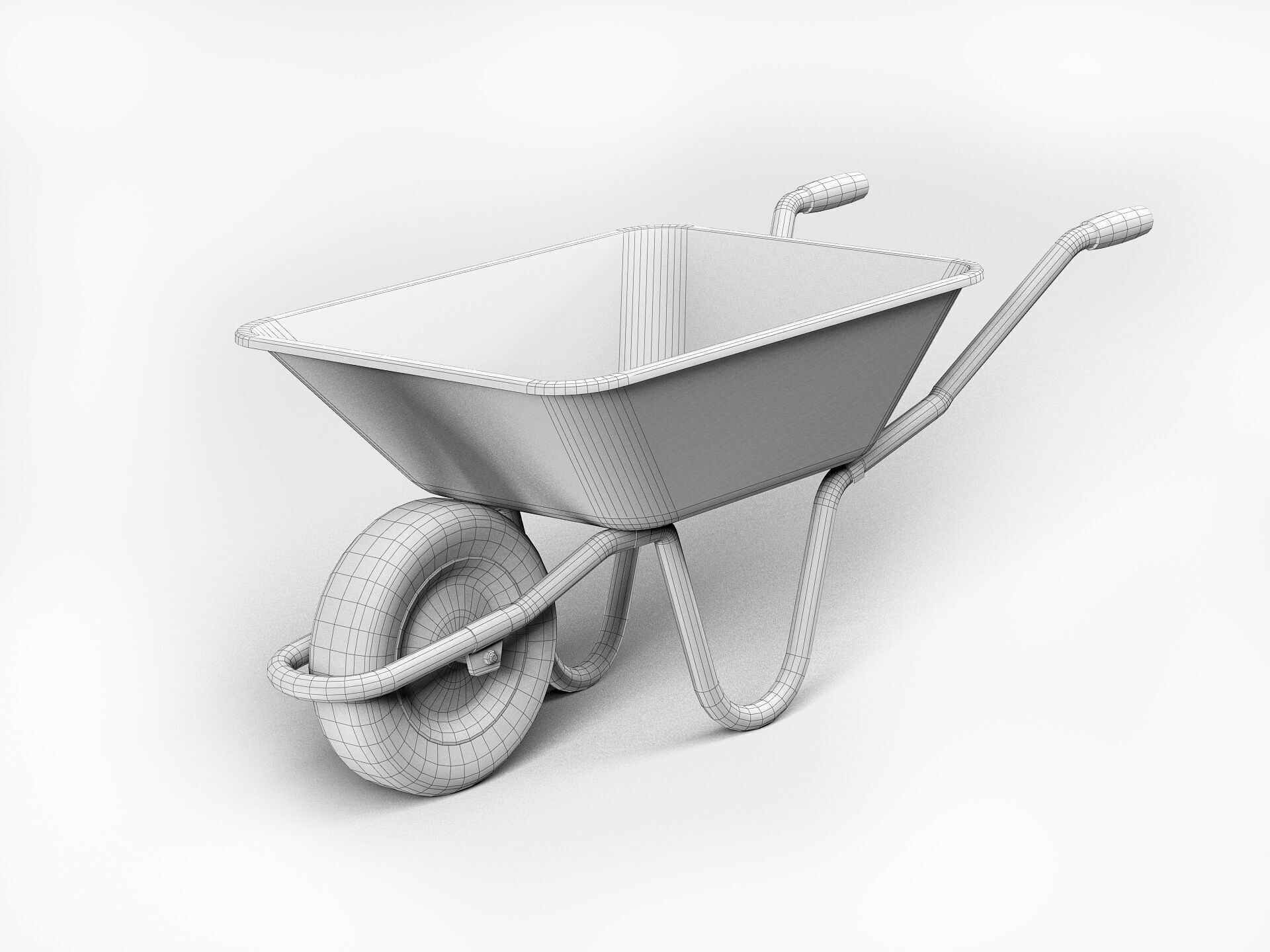 Wheel Barrow Low-poly 3D model_9
