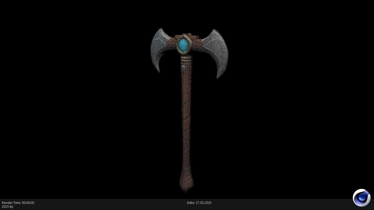 Low Poly Stylized Axe 2 AI Low-poly 3D model_2