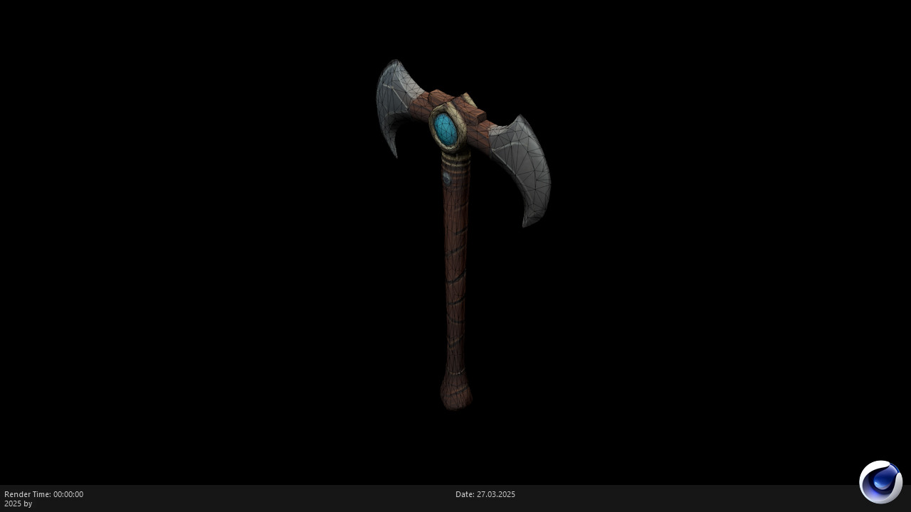 Low Poly Stylized Axe 2 AI Low-poly 3D model_5