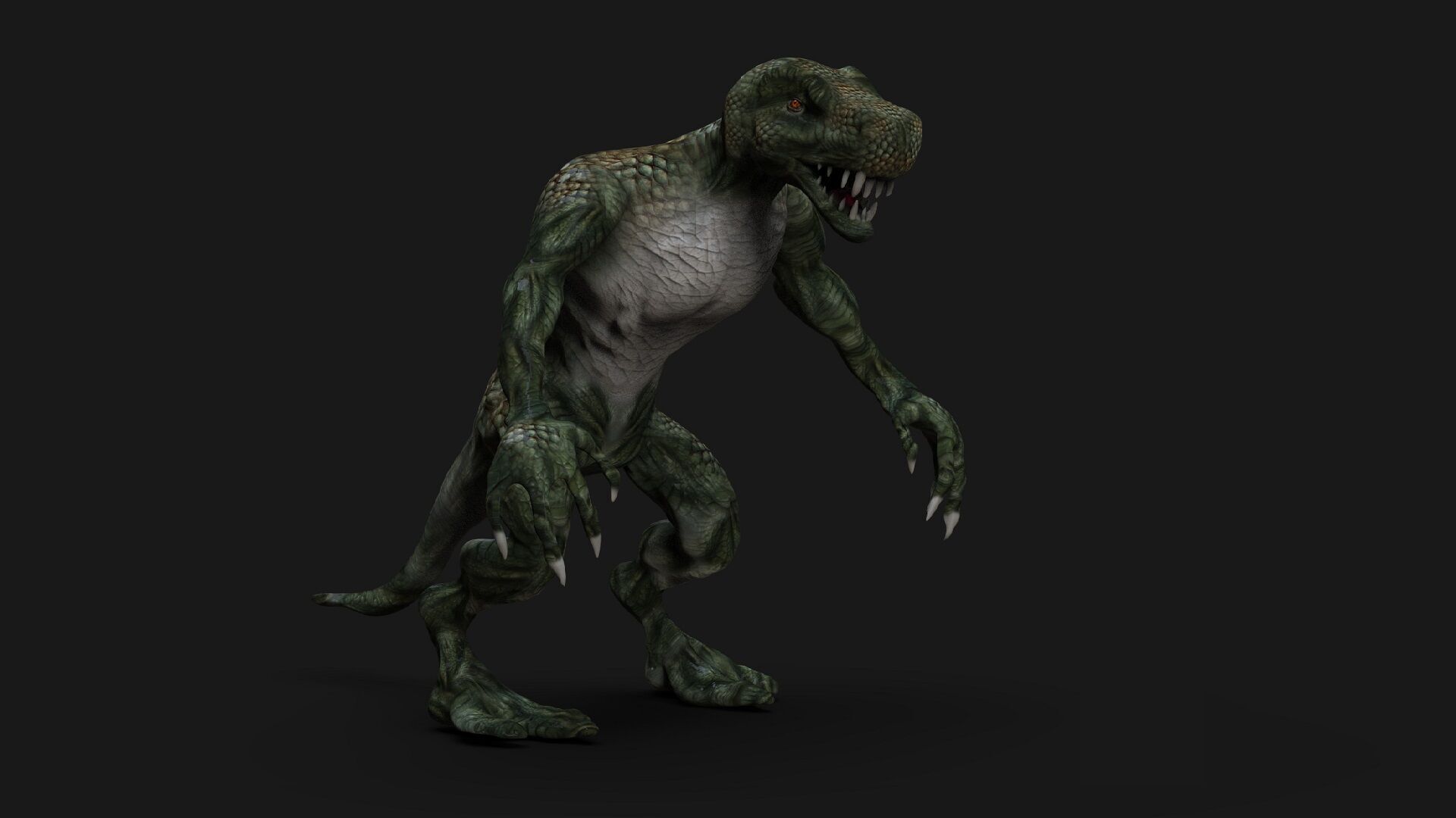 Lizardman Low-poly 3D model_4