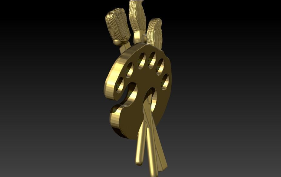 Artist Paint Palette Brush Necklace Pendant Charm Jewelry 3D print model_16