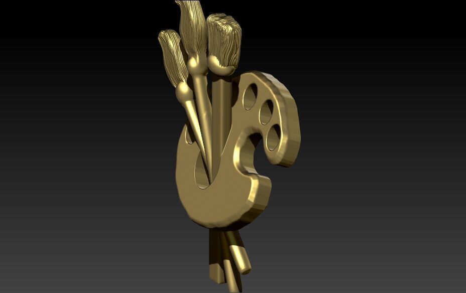 Artist Paint Palette Brush Necklace Pendant Charm Jewelry 3D print model_26