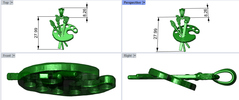 Artist Paint Palette Brush Necklace Pendant Charm Jewelry 3D print model_33