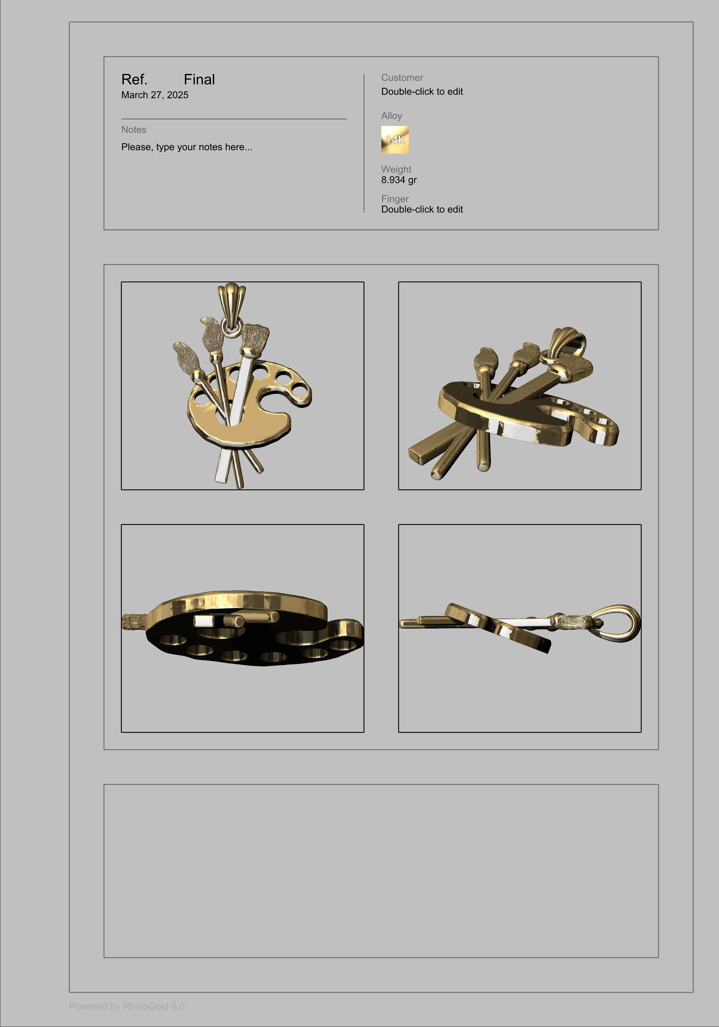 Artist Paint Palette Brush Necklace Pendant Charm Jewelry 3D print model_31