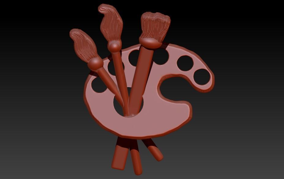 Artist Paint Palette Brush Necklace Pendant Charm Jewelry 3D print model_1