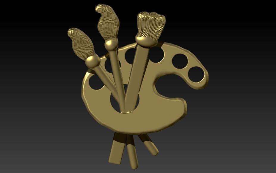 Artist Paint Palette Brush Necklace Pendant Charm Jewelry 3D print model_13