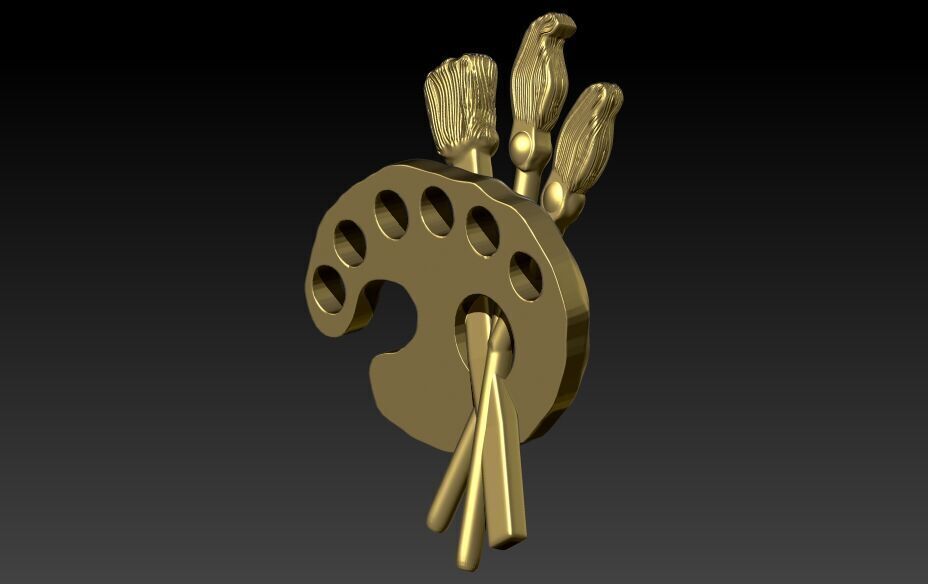 Artist Paint Palette Brush Necklace Pendant Charm Jewelry 3D print model_17