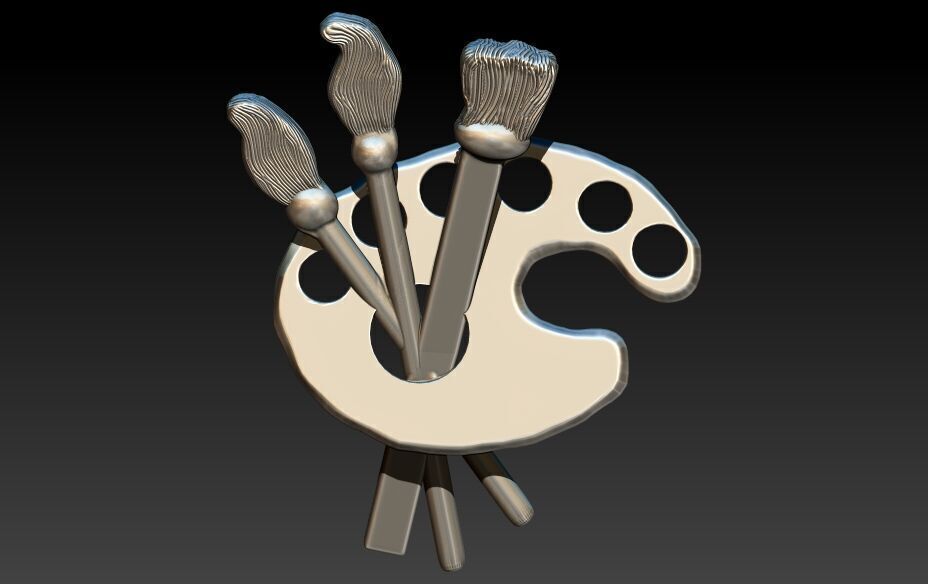 Artist Paint Palette Brush Necklace Pendant Charm Jewelry 3D print model_11