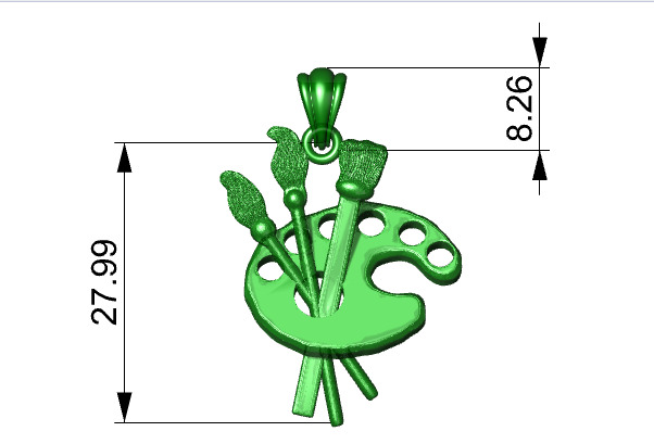 Artist Paint Palette Brush Necklace Pendant Charm Jewelry 3D print model_32