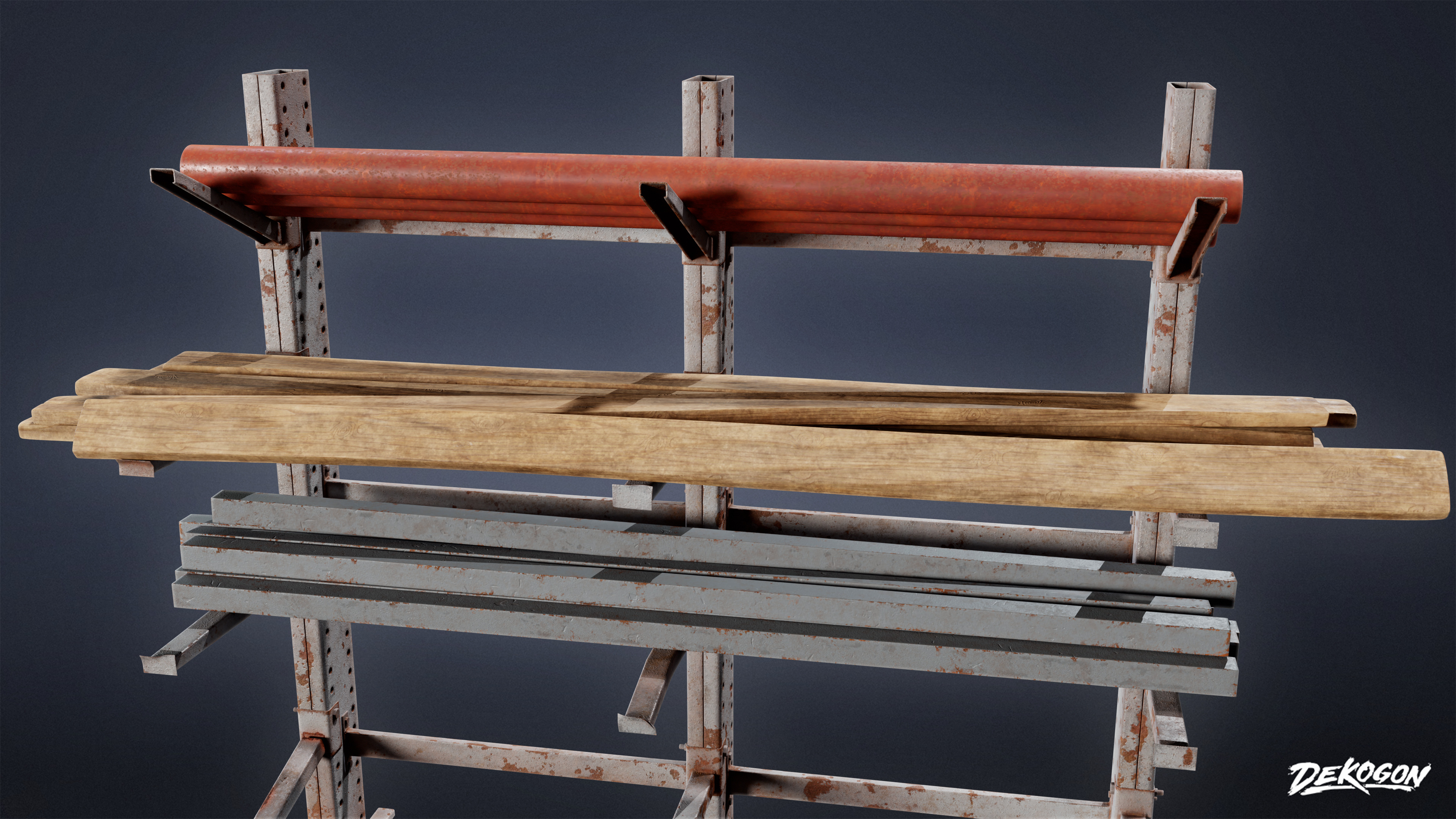 SUBURBS - Metal Holding Stand 01 - LOW POLY AND NANITE Low-poly 3D model_5