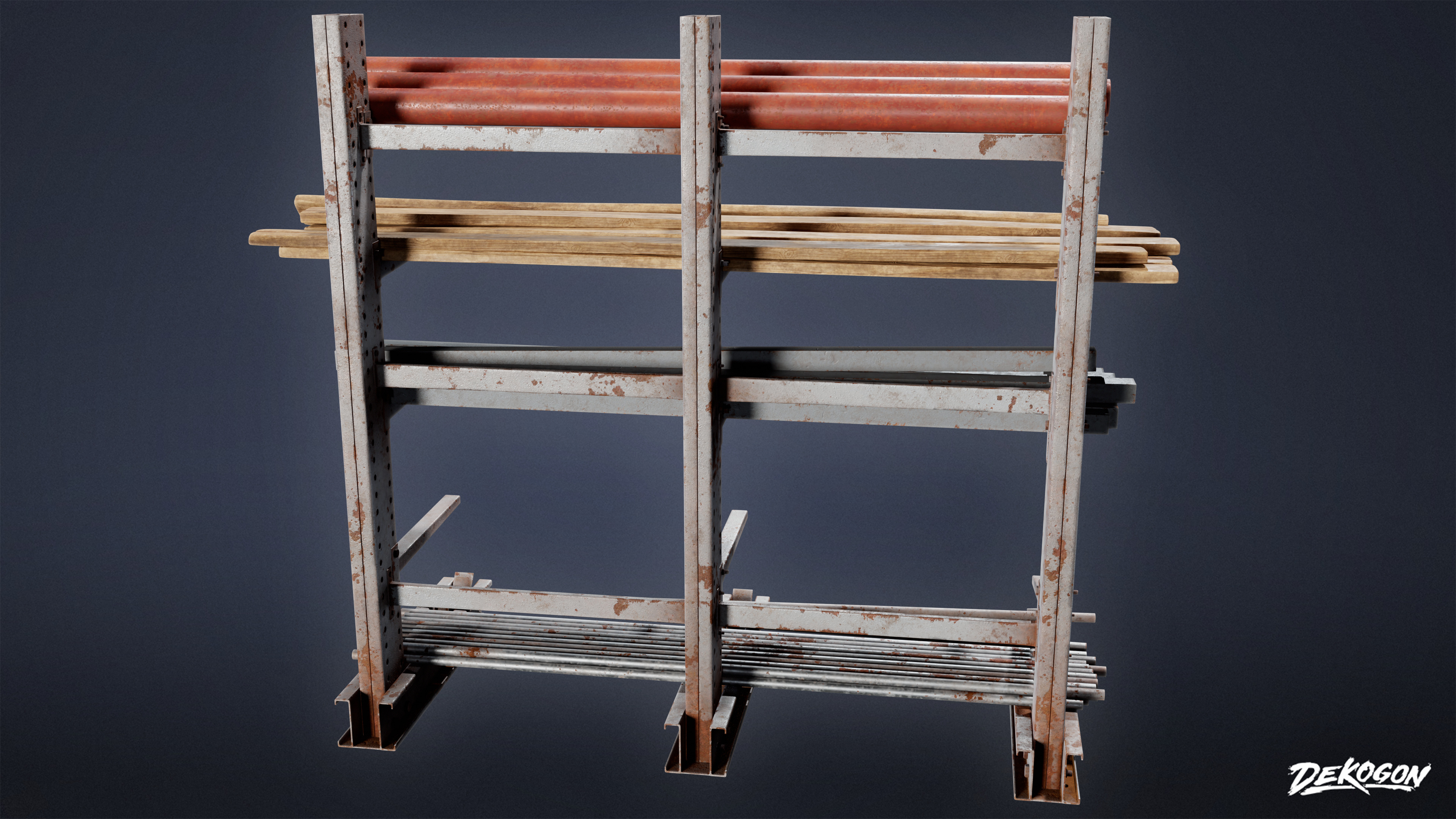 SUBURBS - Metal Holding Stand 01 - LOW POLY AND NANITE Low-poly 3D model_3