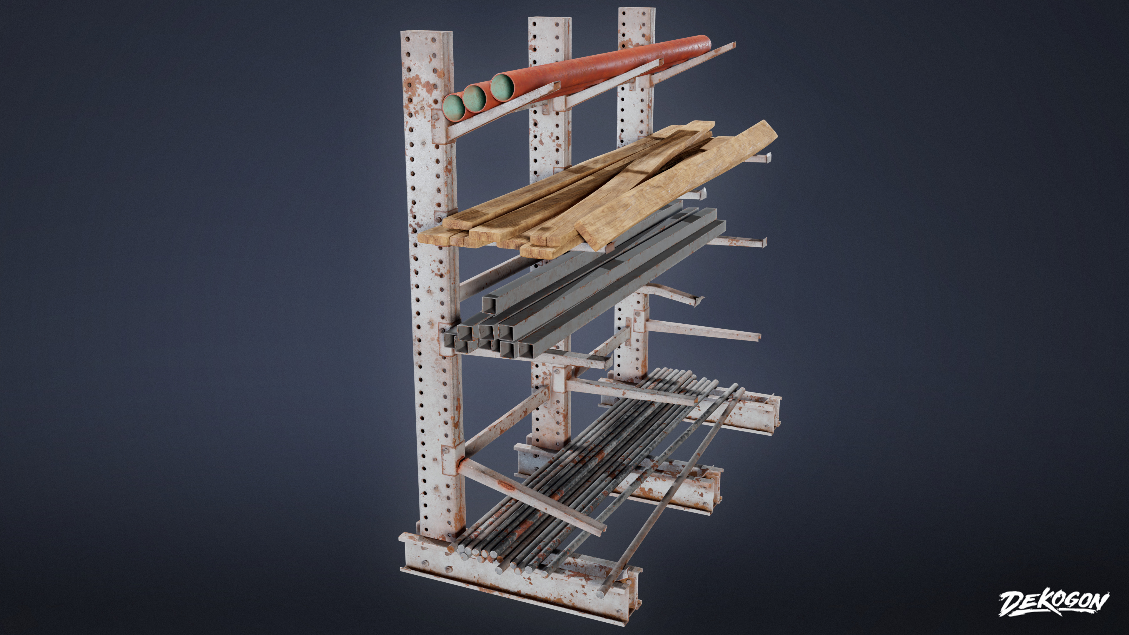SUBURBS - Metal Holding Stand 01 - LOW POLY AND NANITE Low-poly 3D model_2