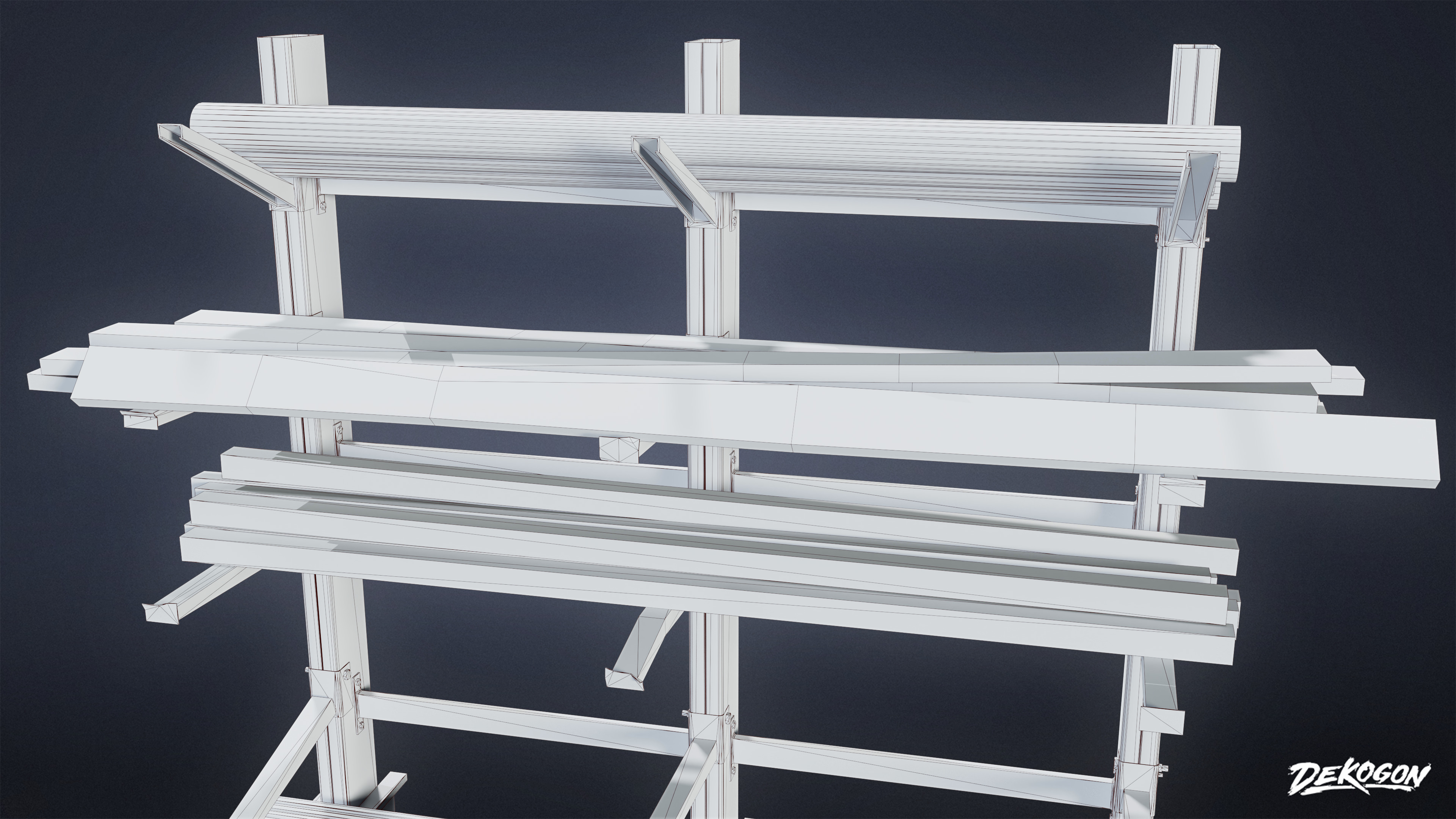 SUBURBS - Metal Holding Stand 01 - LOW POLY AND NANITE Low-poly 3D model_9