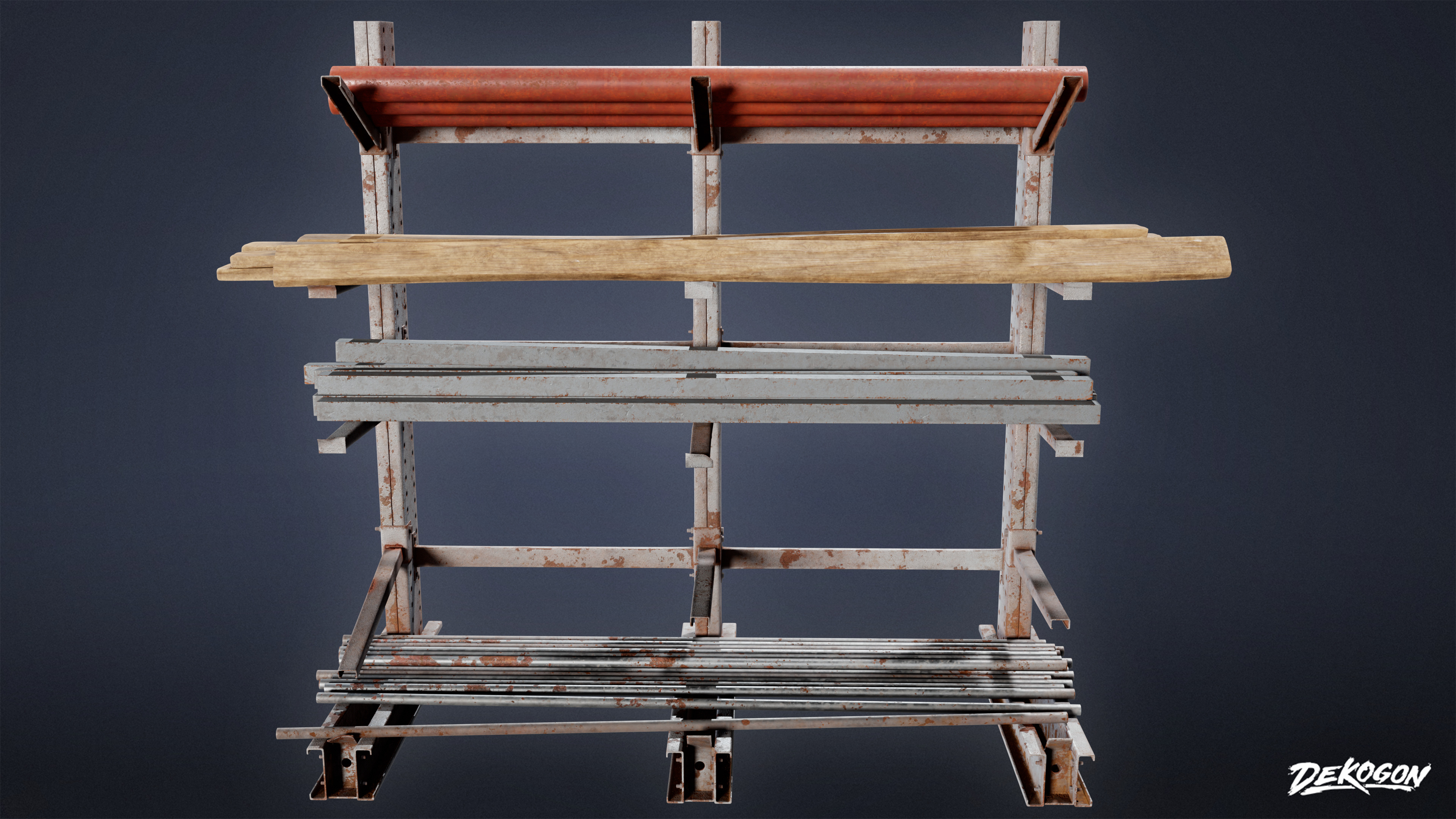 SUBURBS - Metal Holding Stand 01 - LOW POLY AND NANITE Low-poly 3D model_1