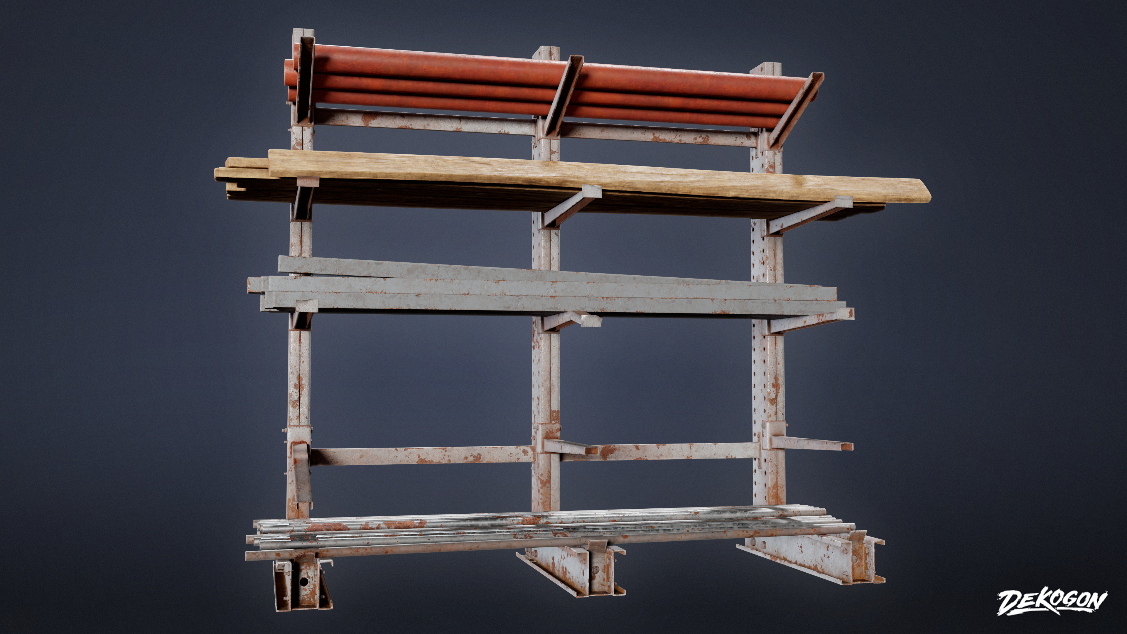 SUBURBS - Metal Holding Stand 01 - LOW POLY AND NANITE Low-poly 3D model_4