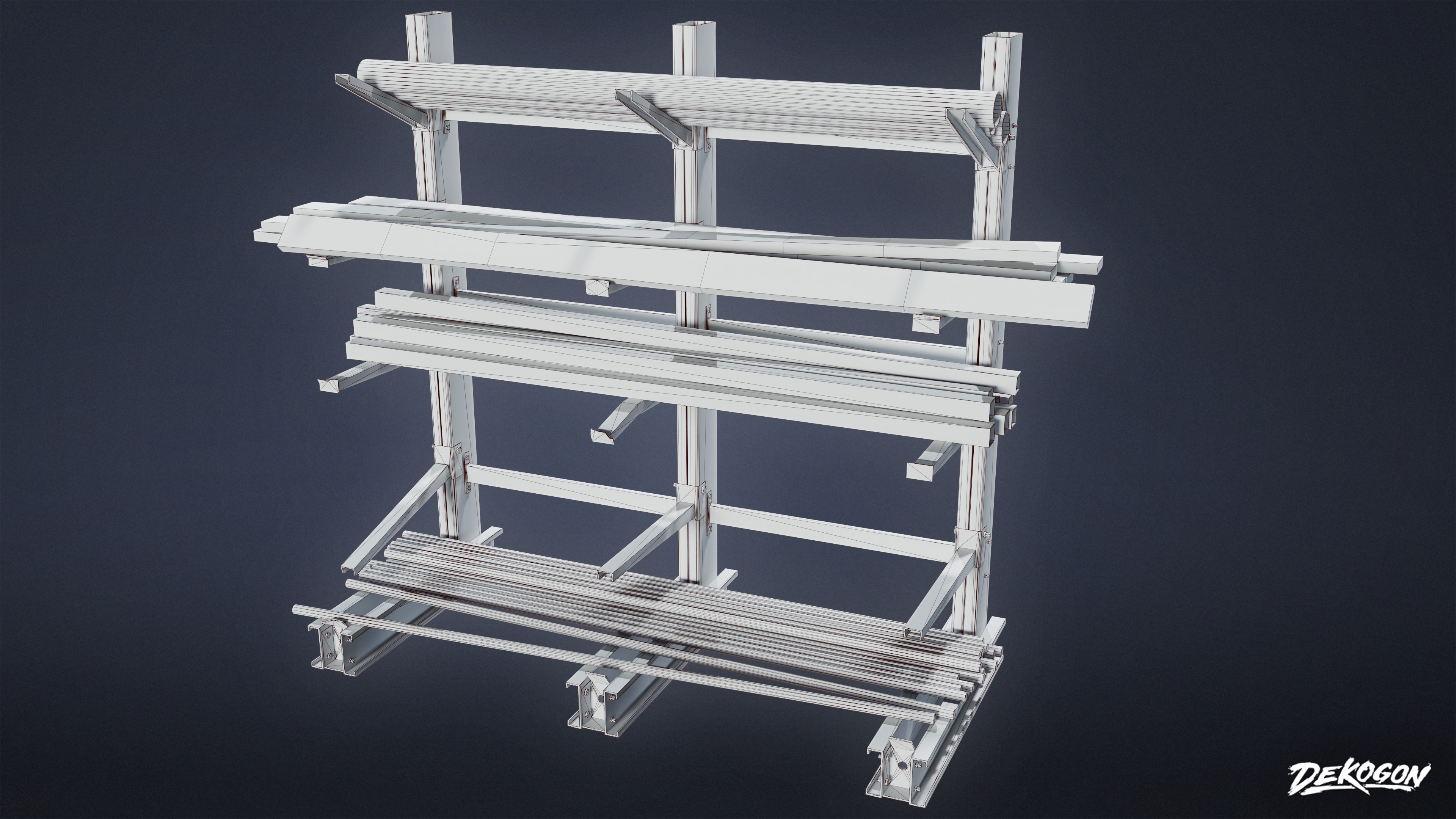 SUBURBS - Metal Holding Stand 01 - LOW POLY AND NANITE Low-poly 3D model_7