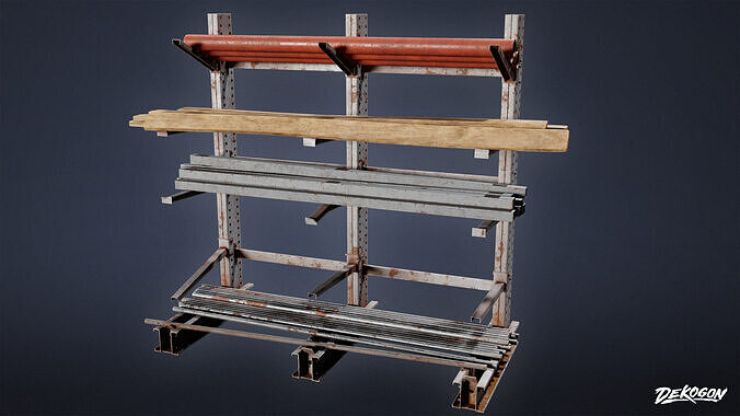 SUBURBS - Metal Holding Stand 01 - LOW POLY AND NANITE Low-poly 3D model