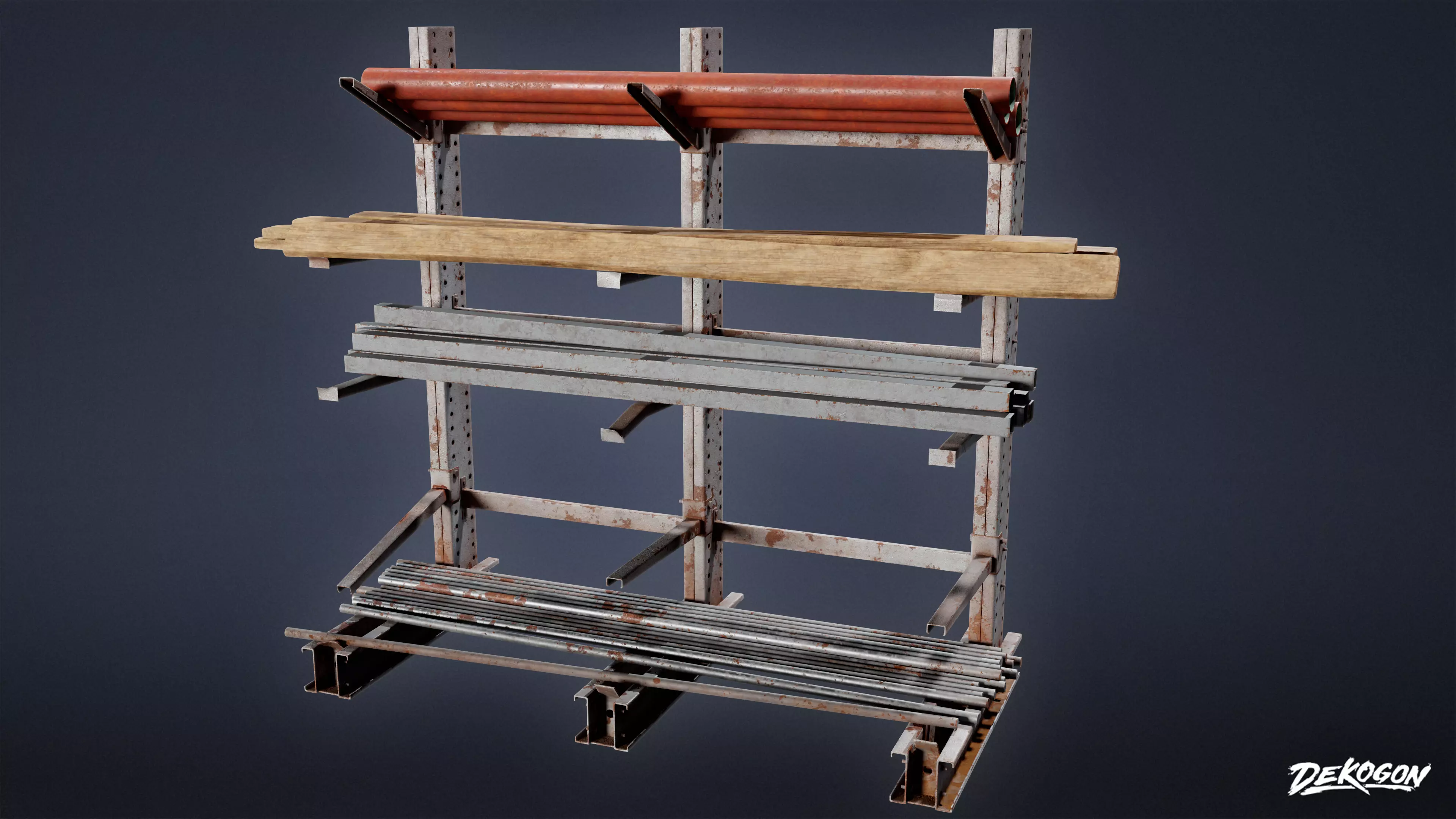 SUBURBS - Metal Holding Stand 01 - LOW POLY AND NANITE Low-poly 3D model_0